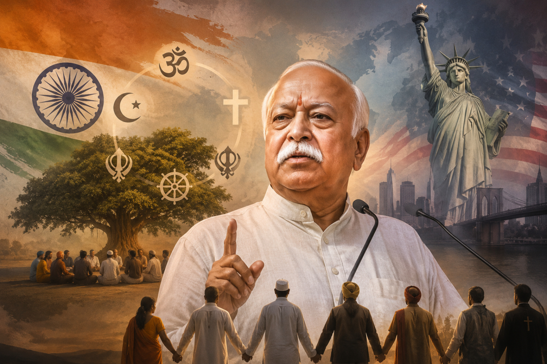 ‘মুসলিমদের ভারতছাড়া করতে চাইলে আর হিন্দু থাকা যায় না’: আমেরিকায় ভাগবত