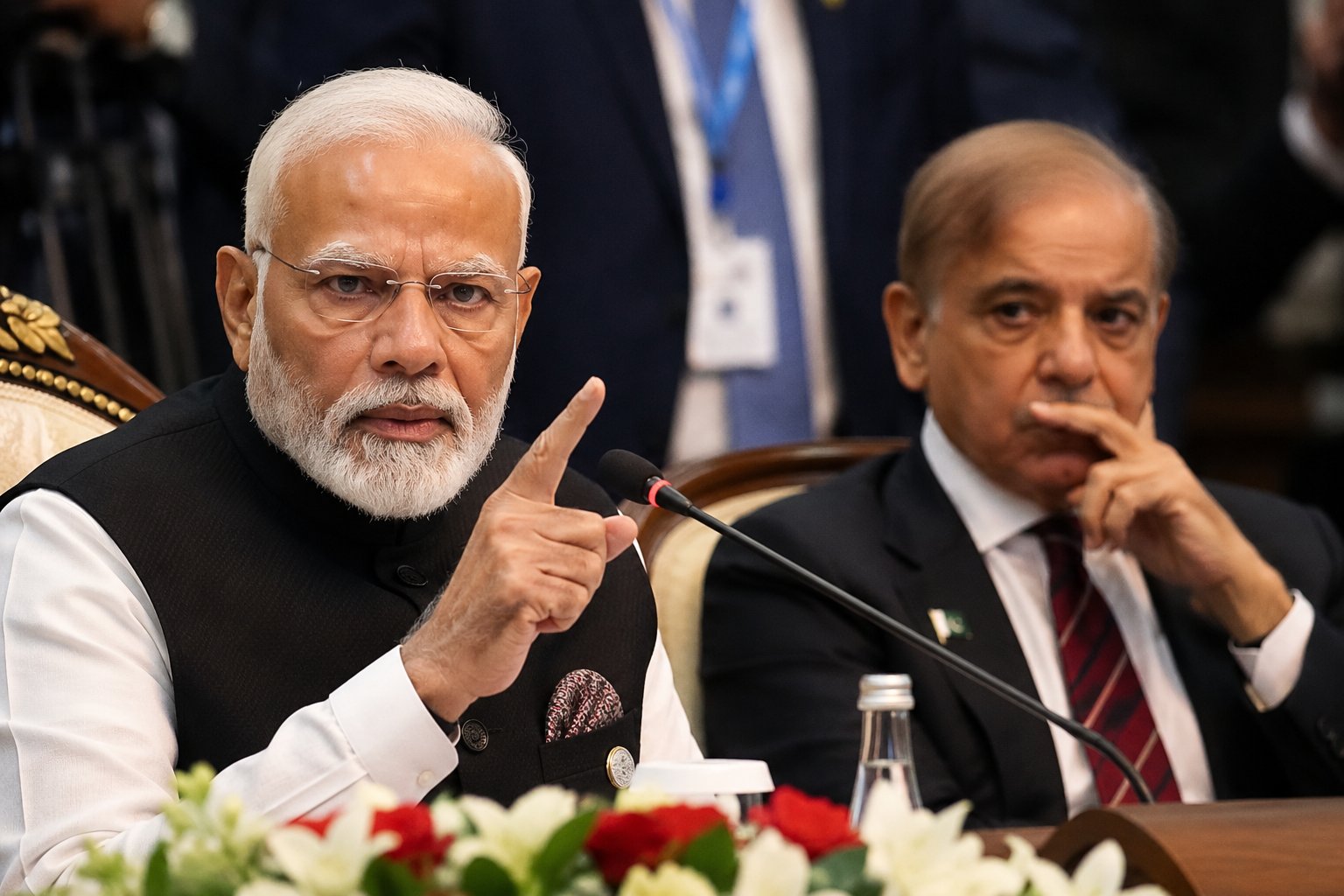 শাহবাজের সামনেই মোদীর বার্তা: ‘সন্ত্রাসে দ্বিচারিতা নয়’
