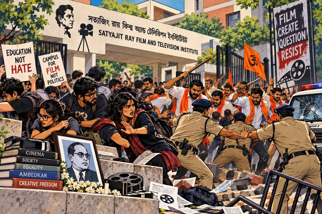 এসআরএফটিআইয়ে সংঘর্ষের পর পড়ুয়াদের বিরুদ্ধে এফআইআর, বহিরাগত হামলার অভিযোগও