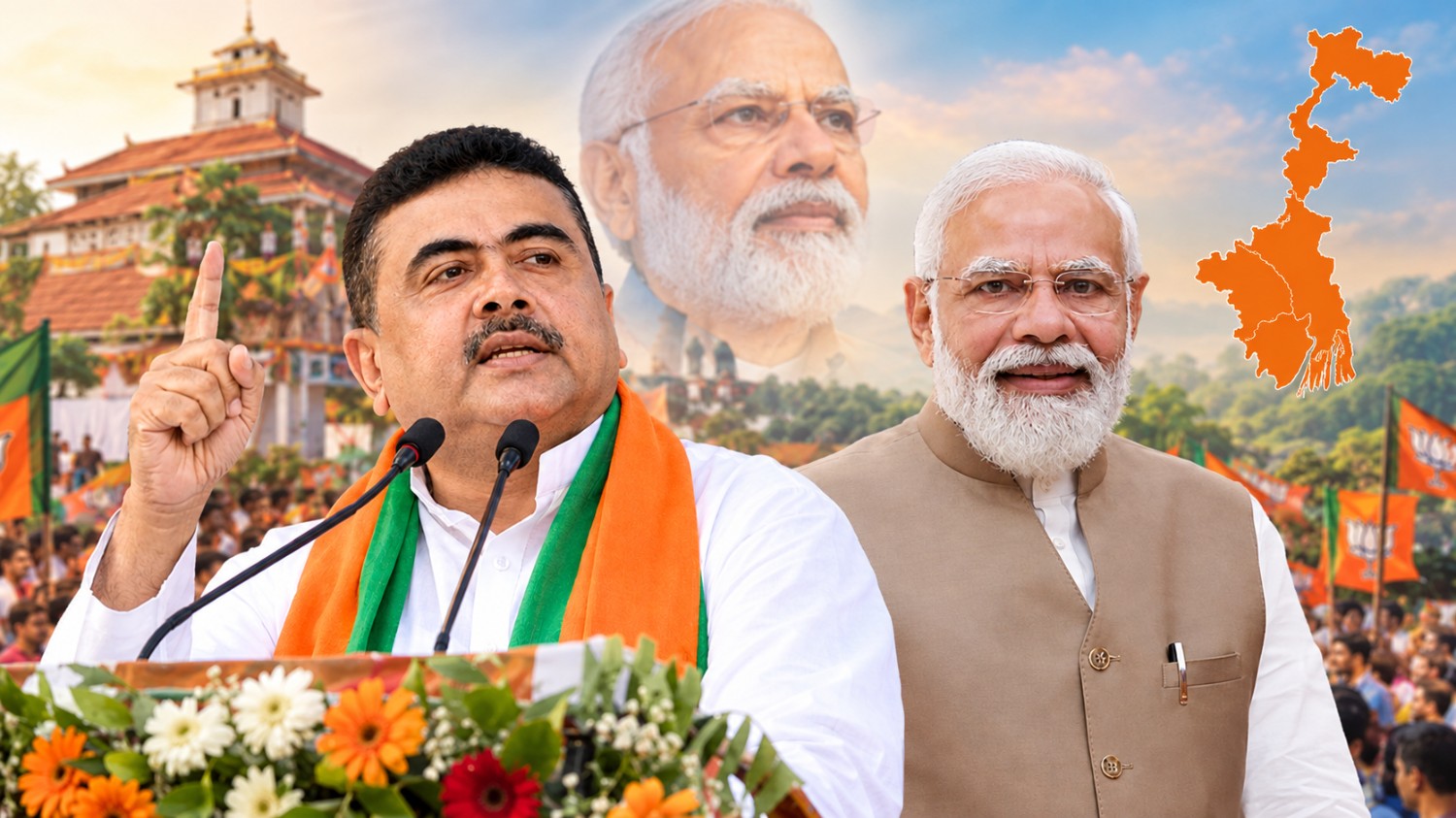 মোদি না থাকলে বাংলাকে বাঁচানো কঠিন হত’, প্রধানমন্ত্রীর জন্মভিটেয় শুভেন্দু