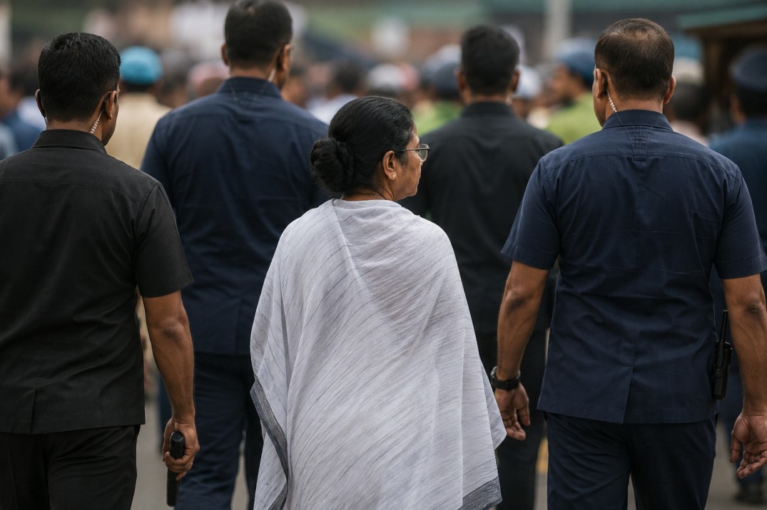 দিদির দুর্গে দেহরক্ষী-বদল, রাতভর নাটক 