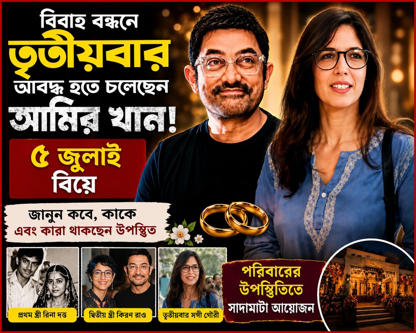 ৫ জুলাই আইনি বিয়ে সারছেন আমির-গৌরী