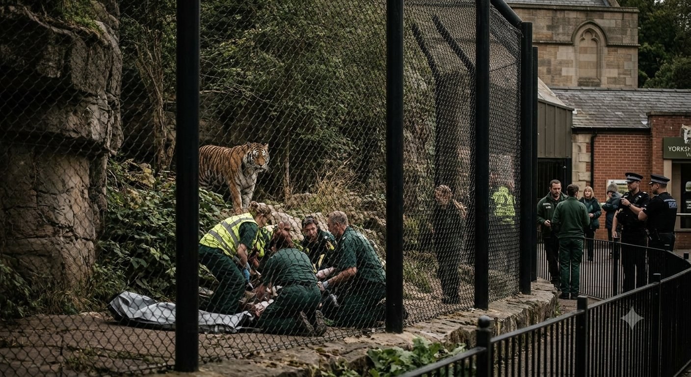 Man dies after tiger jumps into enclosure at Yorkshire zoo