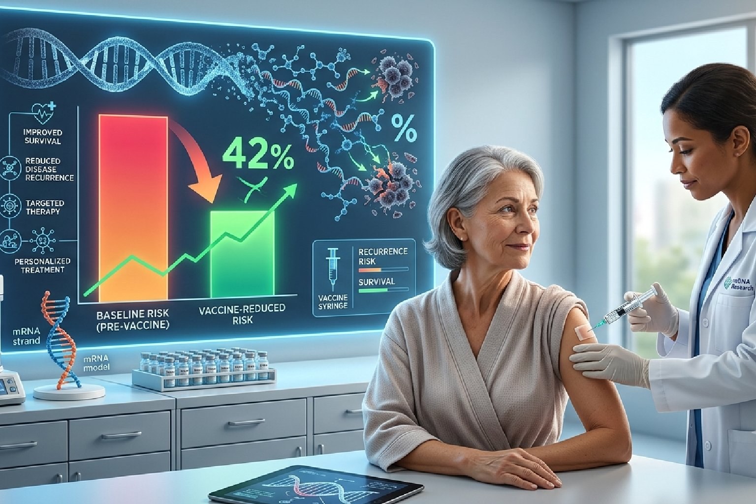 Personalized mRNA vaccine in melanoma treatment reduces relative risk of disease recurrence or death by 42 percent